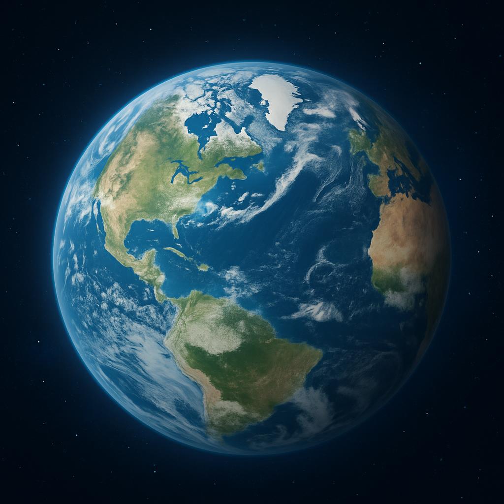 -black space; blue, beige globe looks.